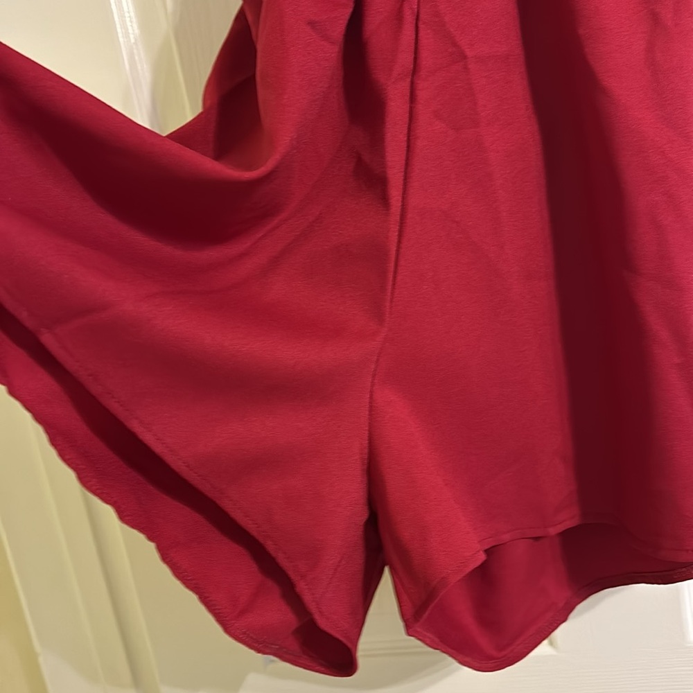 Deep Wine Red Spaghetti Strap Romper - image 3